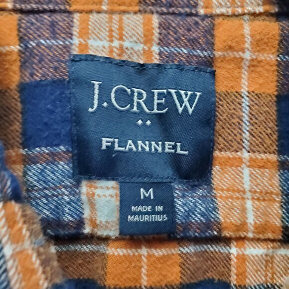 J. Crew Shirt Mens Medium Blue & Orange Plaid Flannel Long Sleeve - Picture 2 of 9